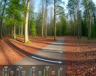 methodical journey planning, careful, laying out steps, photorealistic, a serene forest with pathways marked, highly detailed, natural navigation cues, 3k resolution, earthy tones, dappled sunlight, shot with a fisheye lens.