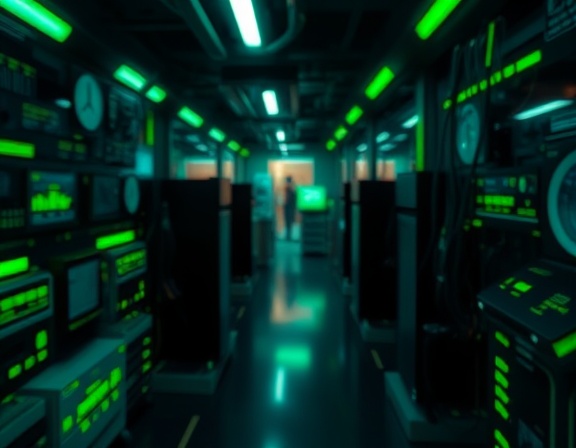 state-of-the-art AI trends, analytical expression, deciphering complex patterns, photorealistic, sophisticated urban lab environment, highly detailed, algorithmic art, shallow depth of field, black and neon green palette, low-key lighting, shot with a tilt-shift lens.