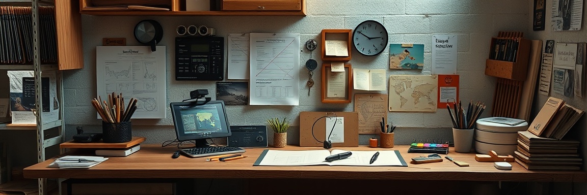 bespoke plugin design, artistic, drafting unique layouts, photorealistic, cozy designer workbench, highly detailed, tailored components, 4k resolution, neutral tones, shaded light, shot with a 24mm lens