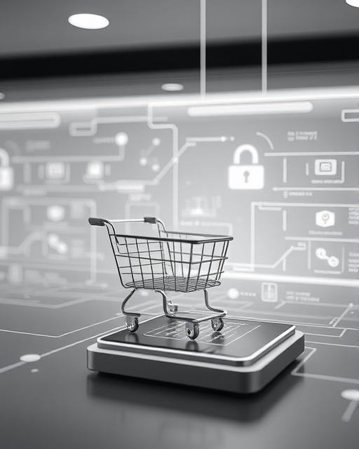 streamlined ecommerce payment, secure, processing, photorealistic, minimalist setting with transaction elements, highly detailed, digital flow visualizations, ultra-high definition, grayscale with metallic tones, directional lighting, shot with a 50mm lens.