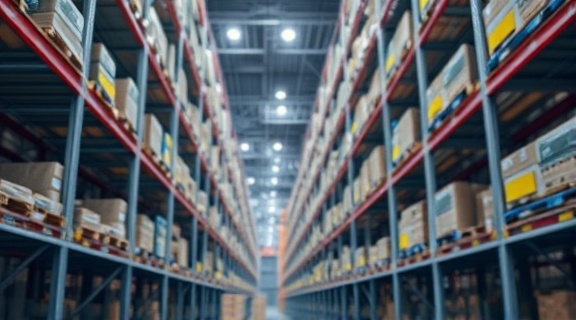 autonomous AI automation, precise, optimizing operations, photorealistic, logistic warehouse environment, highly detailed, robotic sorters and moving shelves, ultra high-definition, industrial grays, spotlighting, shot with a tilt-shift lens.